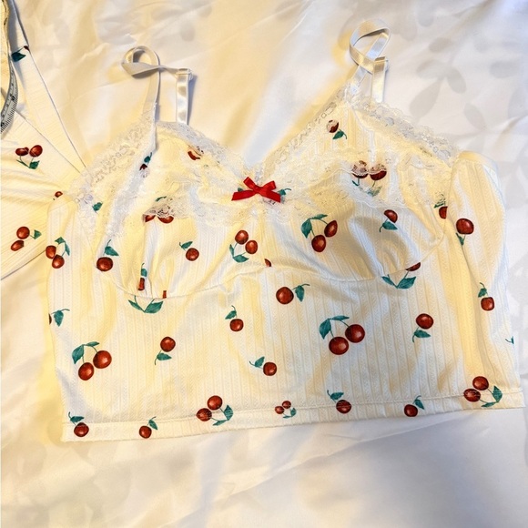 Cherry Print Lace Pajama Set – Size L - Picture 5 of 9